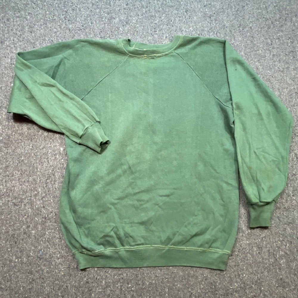 JCPenney Raglan Sweatshirt Sz XL Mens Green Vintage 80s Grunge Skater Crewneck